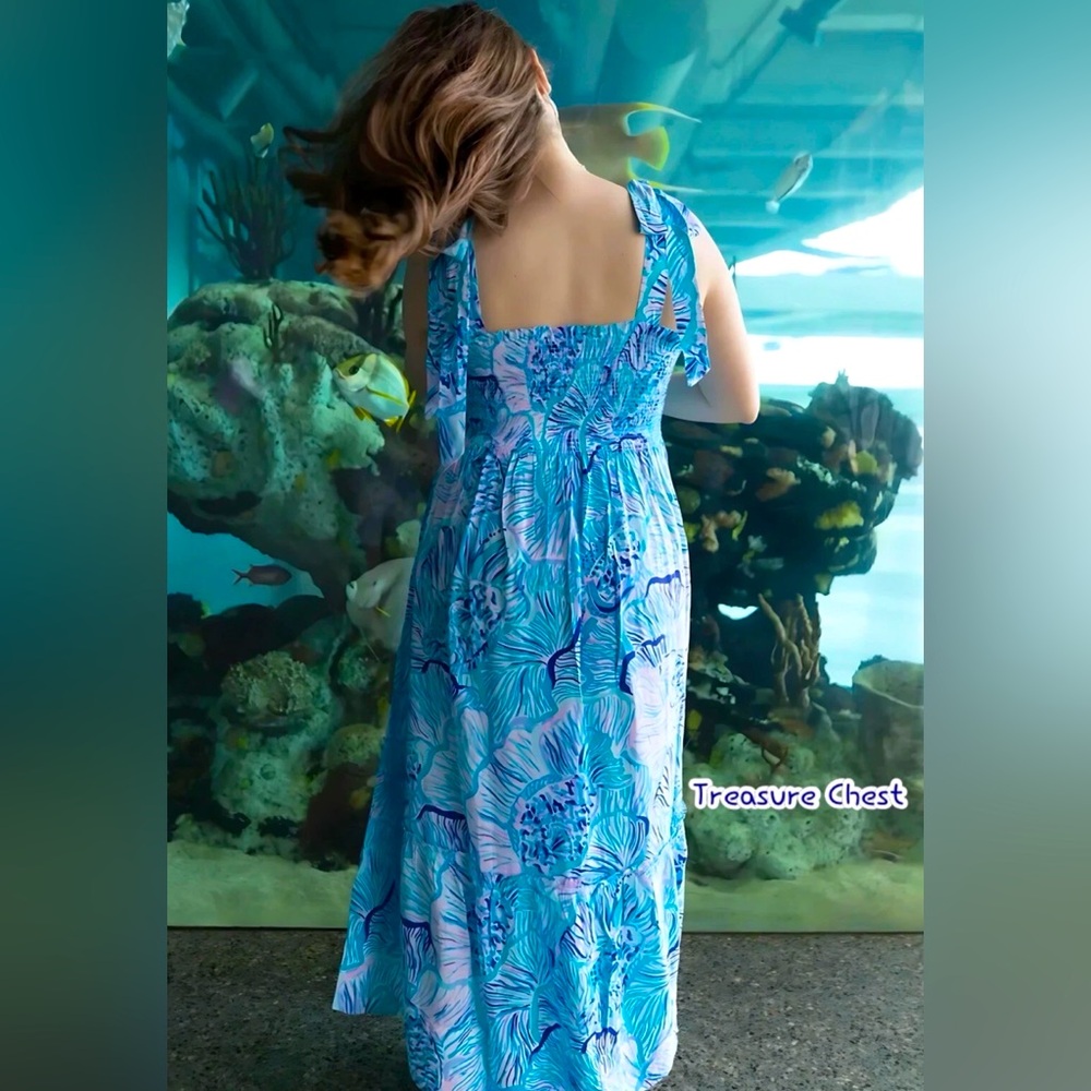 Lilly Pulitzer NWT Rivera Midi Dress Bermuda Blue Fishful Thinking Size XL - Picture 7 of 8